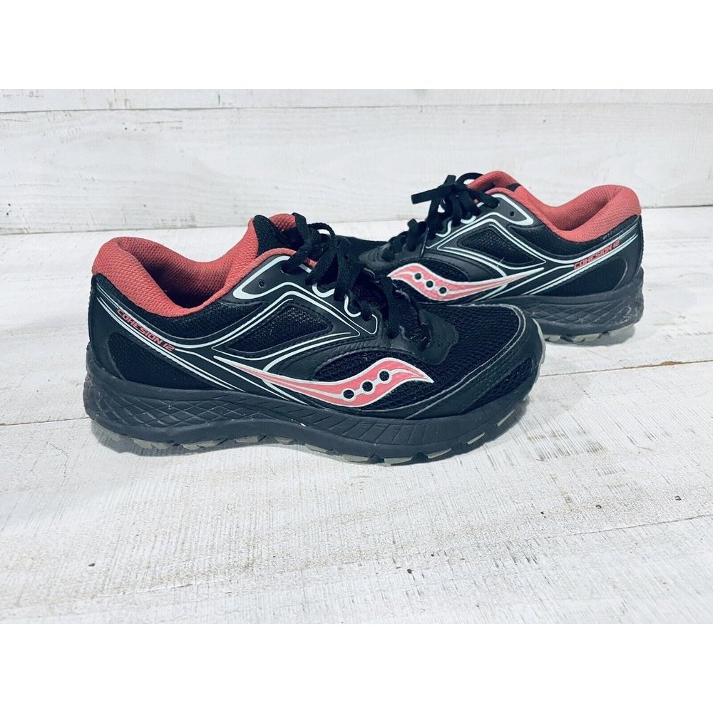 Saucony Versafoam Cohesion 12 Charcoal Black Pink White Running Shoes Size 6.5